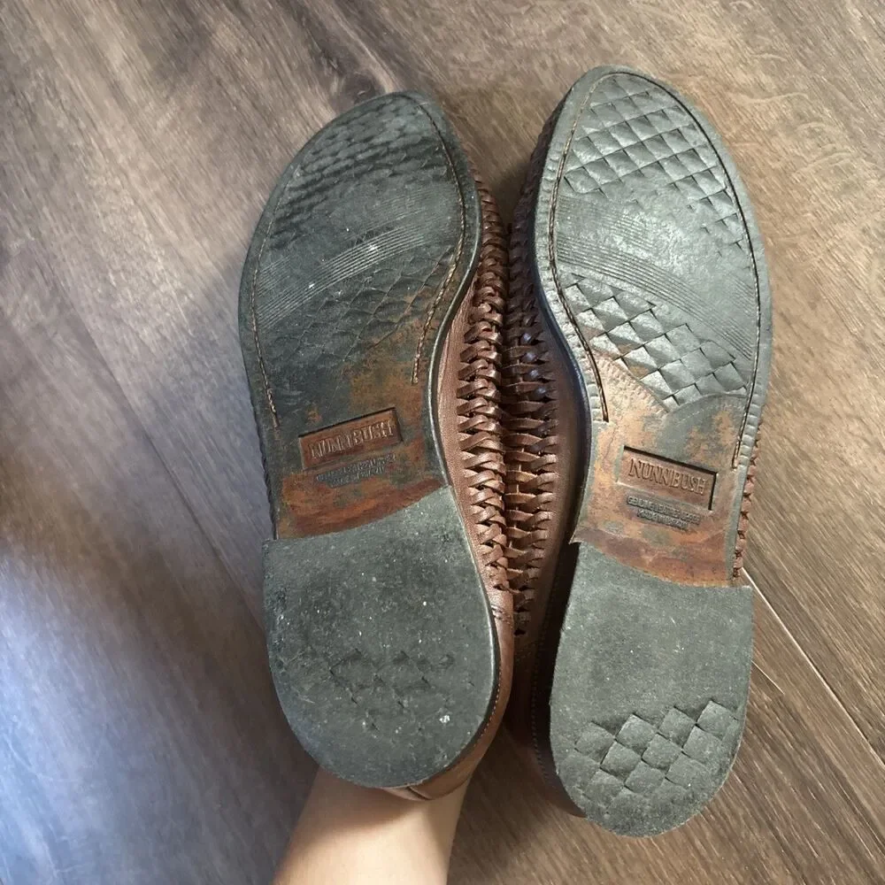 $110 Men's Brown Leather Woven Tassel Loafers Slip On Dress Shoes Size 8 M
